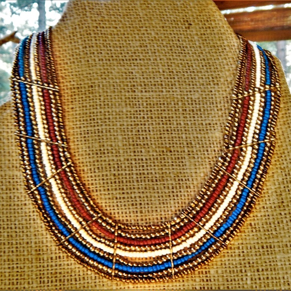 Jewelry - Proud Patriotic Beaded Collar Necklace